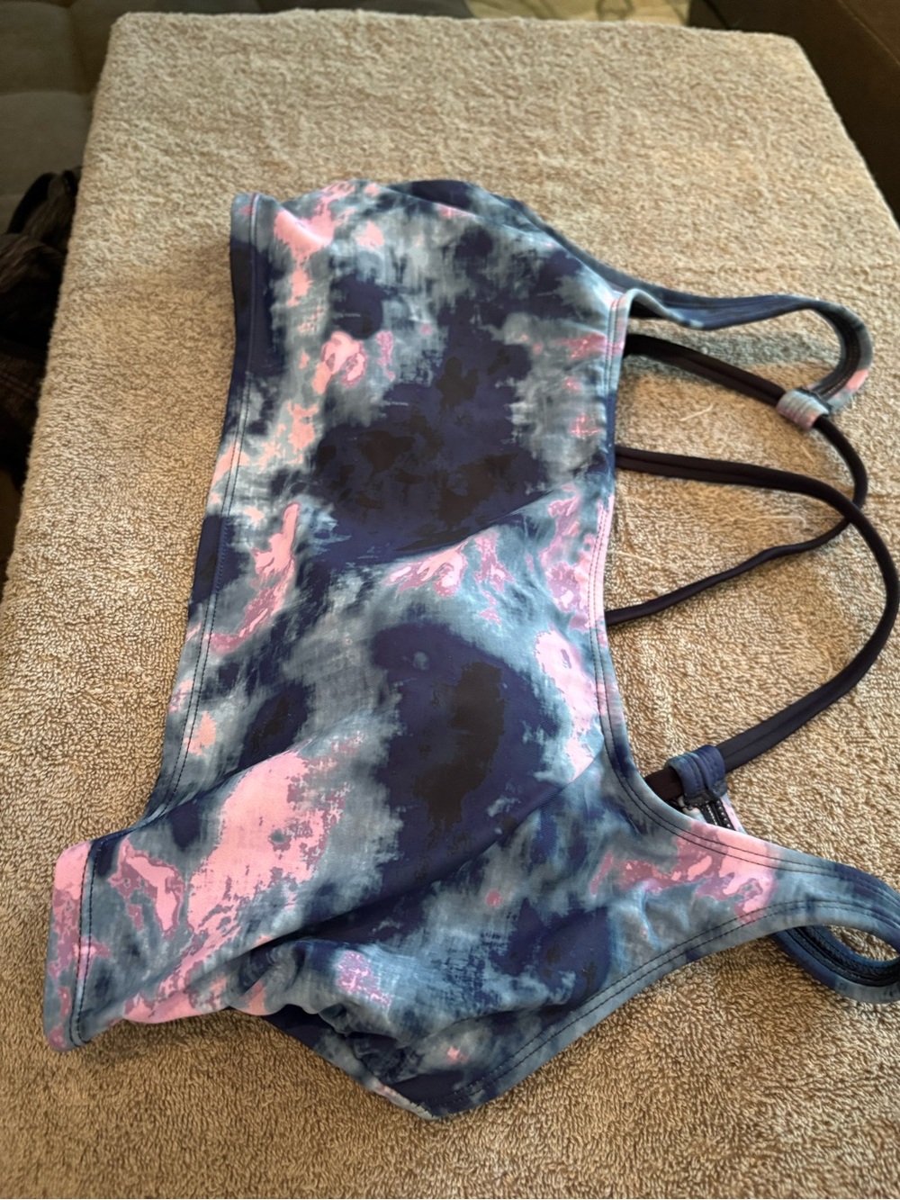 Avia Navy and Pink Tie-Dye Bikini Top